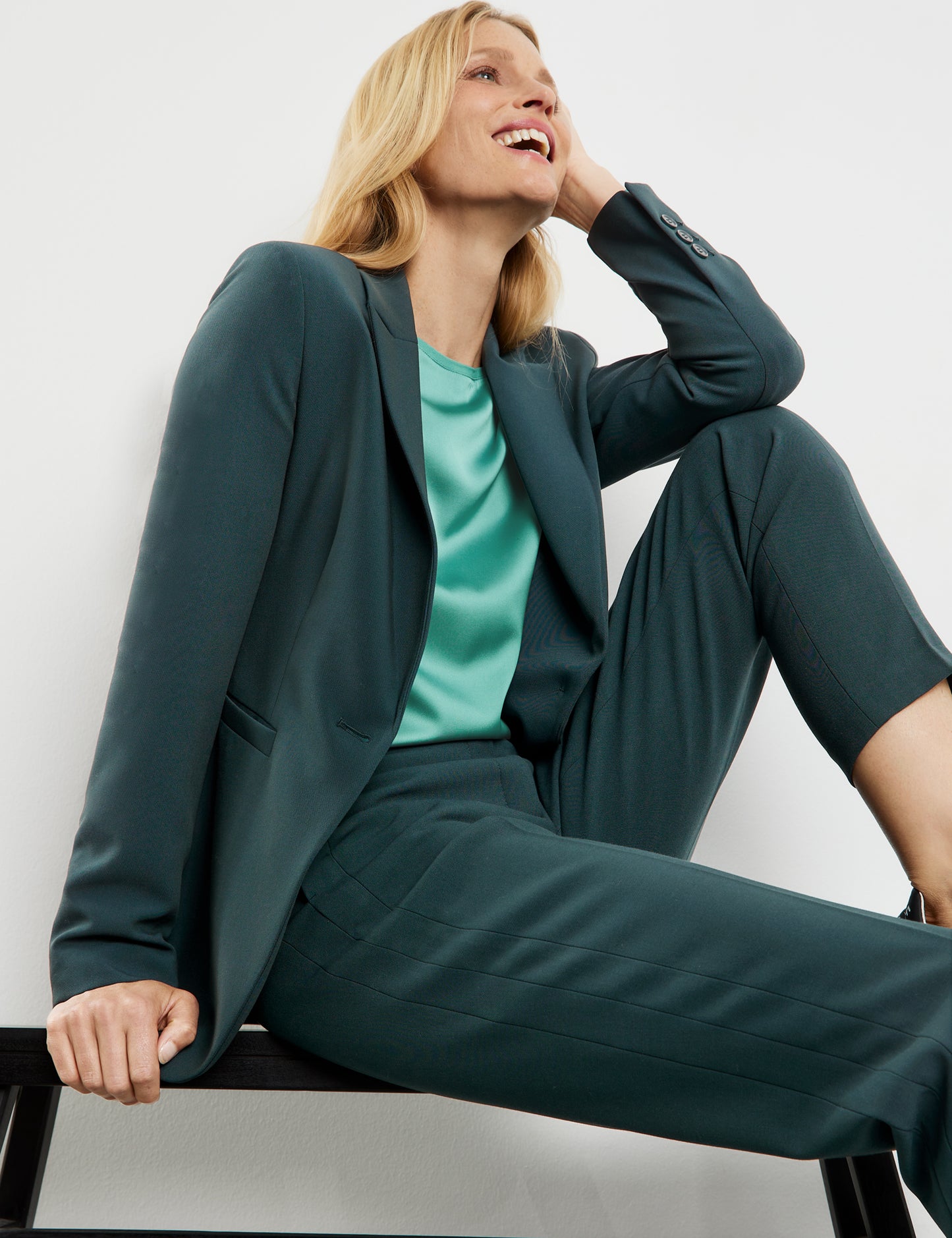 Klassischer Blazer mit Bewegungsschlitz GREEN TEAL Bild 7