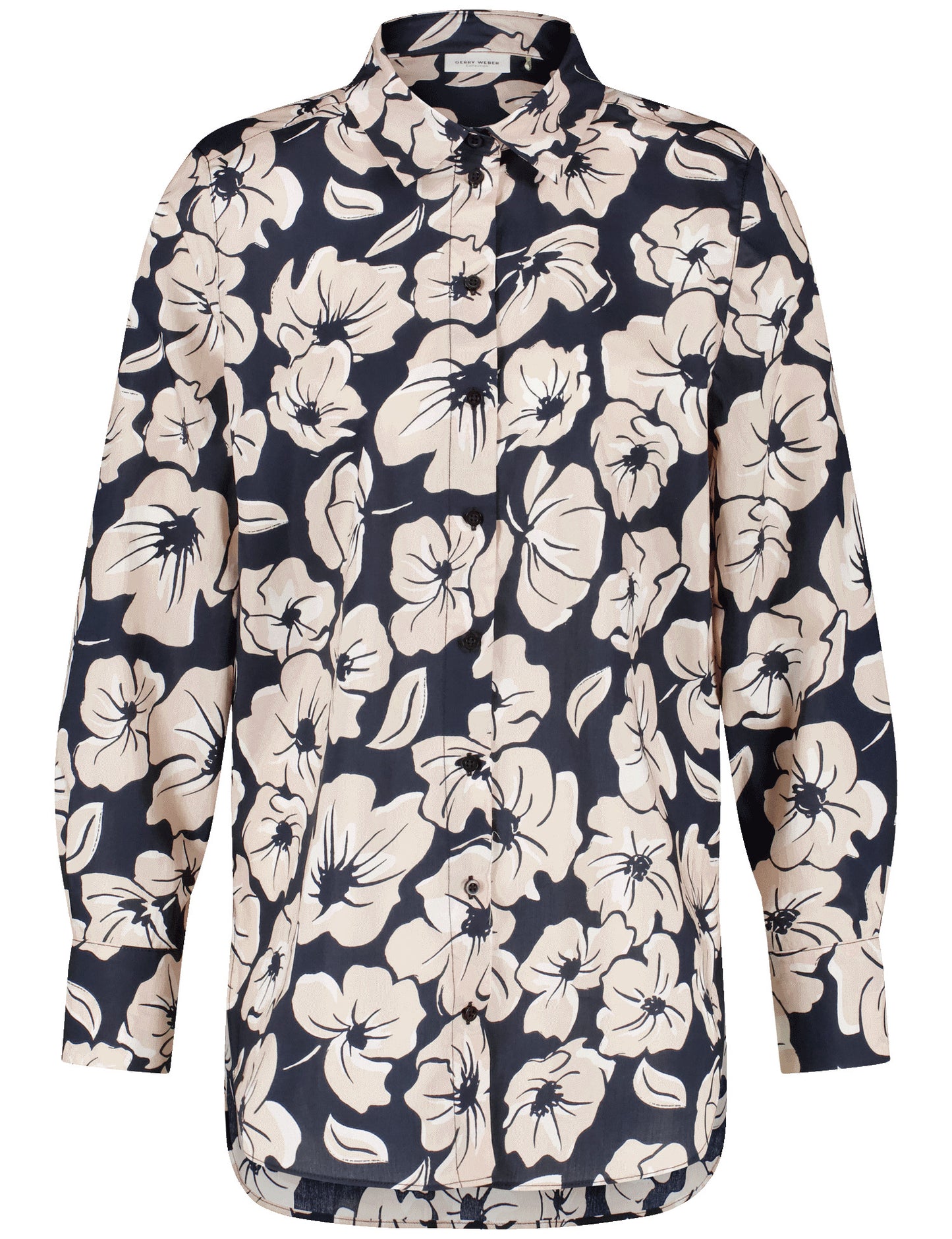 Lange Hemdbluse mit verlängertem Rückenteil SCHWARZ/ECRU/WEISS DRUCK Bild 1