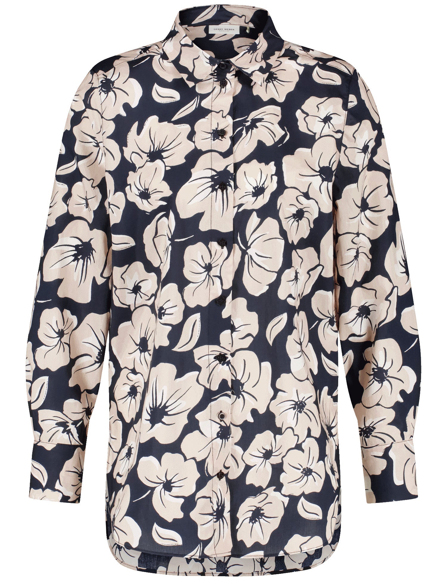 Lange Hemdbluse mit verlängertem Rückenteil SCHWARZ/ECRU/WEISS DRUCK Bild 1