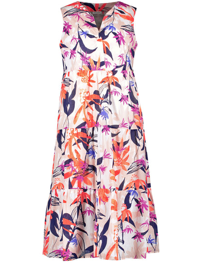 Midikleid mit Stufenverarbeitung ECRU/WEISS/ROT/ORANGE DRUCK Bild 1