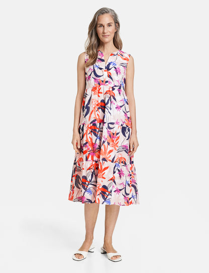 Midikleid mit Stufenverarbeitung ECRU/WEISS/ROT/ORANGE DRUCK Bild 3