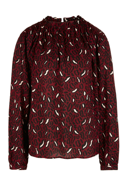 High Neck-Bluse cabernet A Bild 1