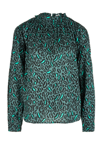 High Neck-Bluse BLUE GREEN Bild 1