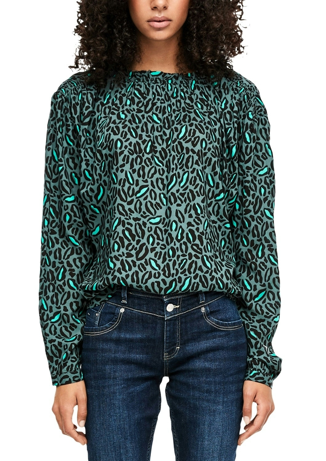 High Neck-Bluse BLUE GREEN Bild 2