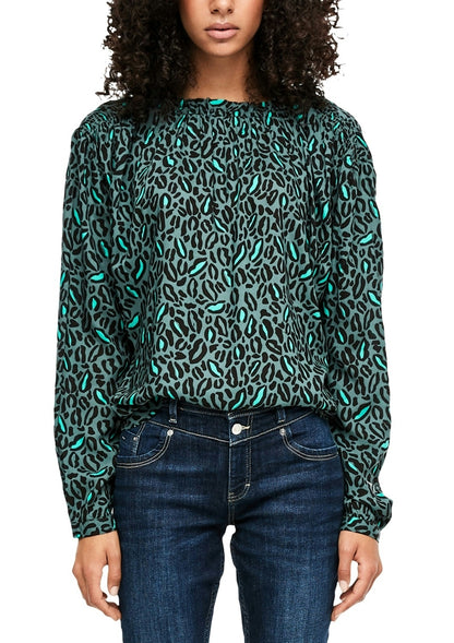 High Neck-Bluse BLUE GREEN Bild 2