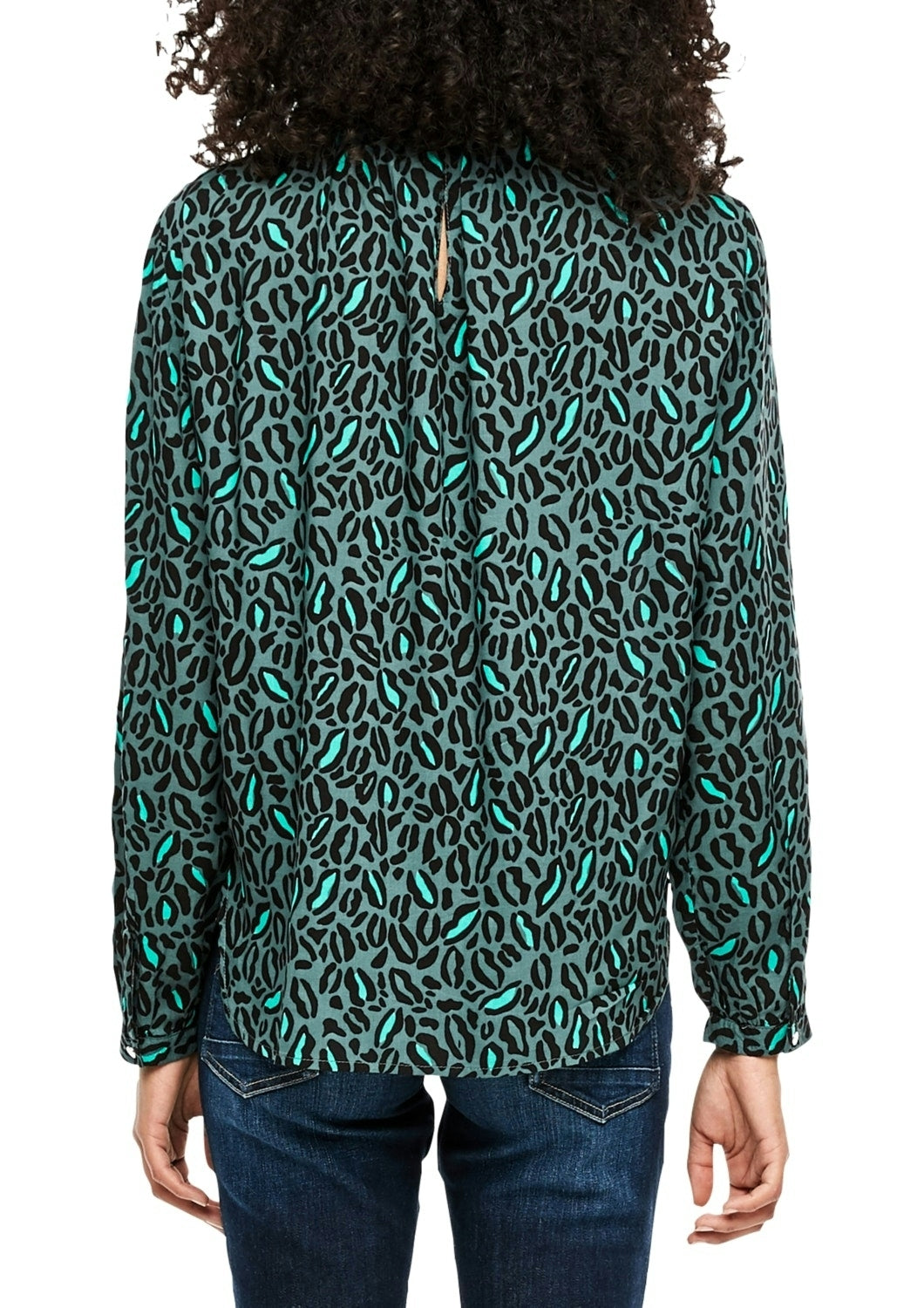 High Neck-Bluse BLUE GREEN Bild 3