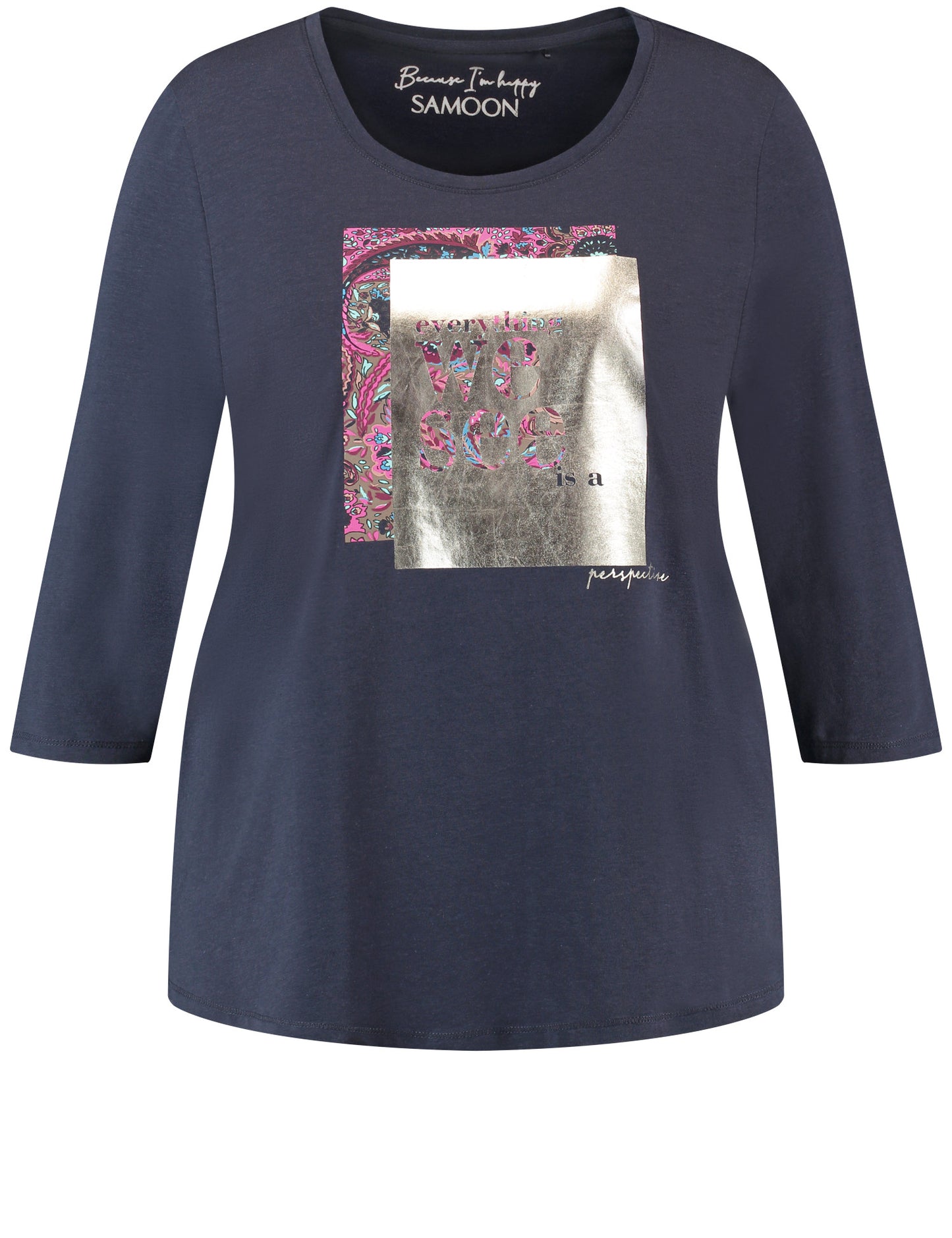 3/4-sleeve shirt with front print