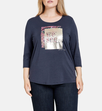 3/4-sleeve shirt with front print