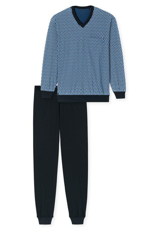 Schlafanzug lang Blau/Türkis Bild 1