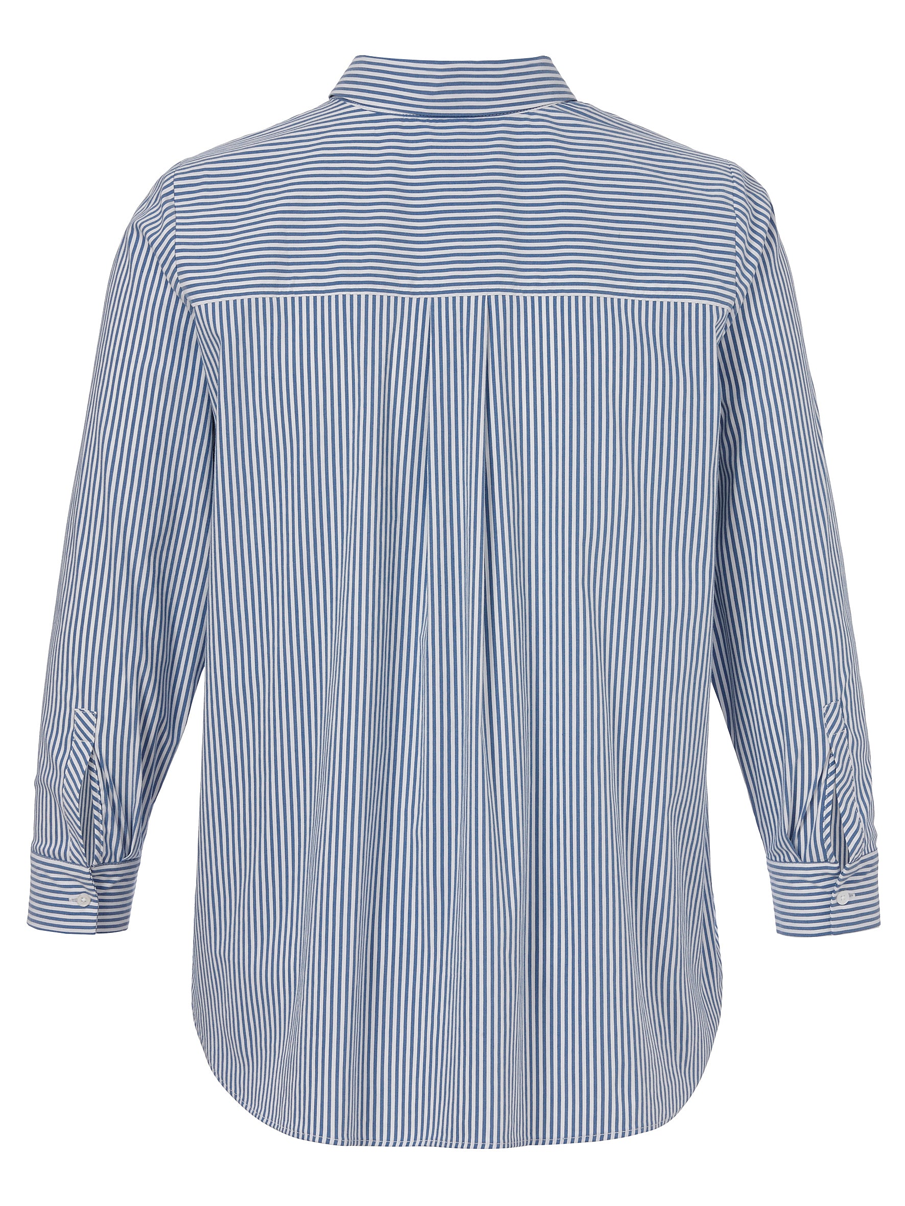 Bluse Hemdkragen 1/1 Arm  Streifen dunkelblau/creme wei Bild 2