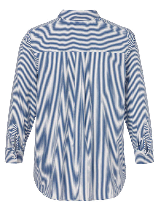Bluse Hemdkragen 1/1 Arm  Streifen dunkelblau/creme wei Bild 2