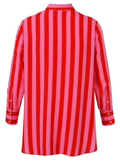 Bluse Hemdkragen 1/1 Arm Druck pink / rot Bild 2