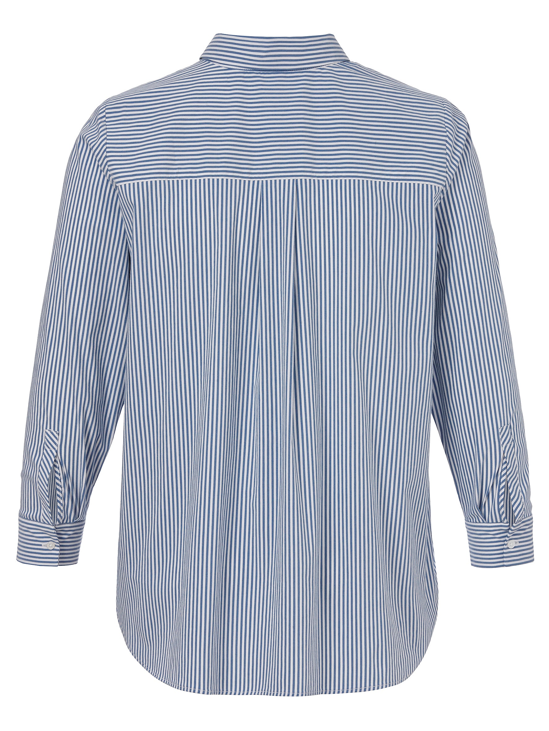 Bluse Hemdkragen 1/1 Arm  Streifen dunkelblau/creme wei Bild 2