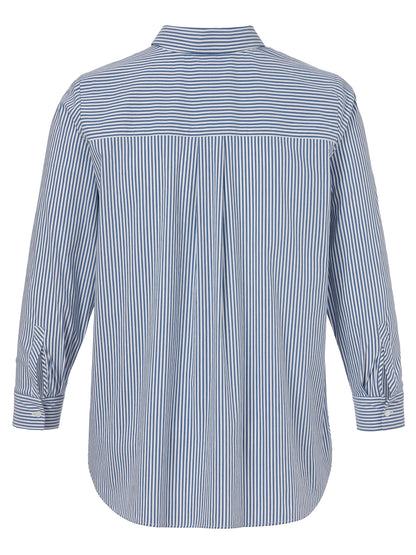 Bluse Hemdkragen 1/1 Arm  Streifen dunkelblau/creme wei Bild 2