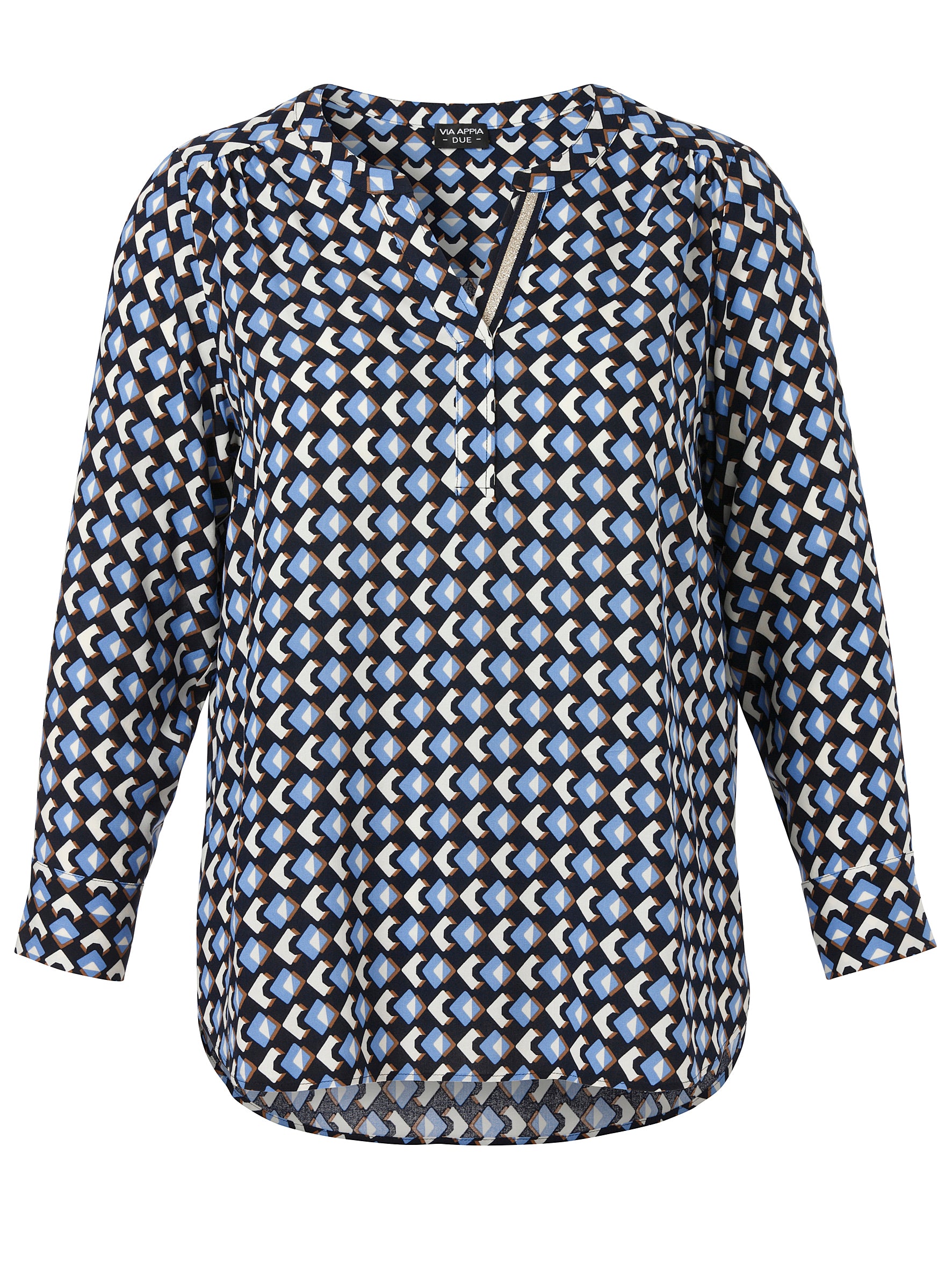 Bluse V-Ausschnitt 1/1 Arm Druck marine multicolor Bild 1