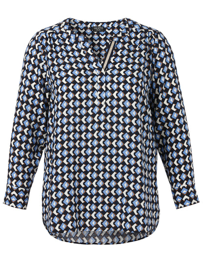 Bluse V-Ausschnitt 1/1 Arm Druck marine multicolor Bild 1