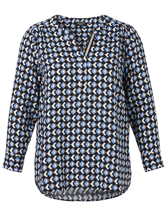 Bluse V-Ausschnitt 1/1 Arm Druck marine multicolor Bild 1