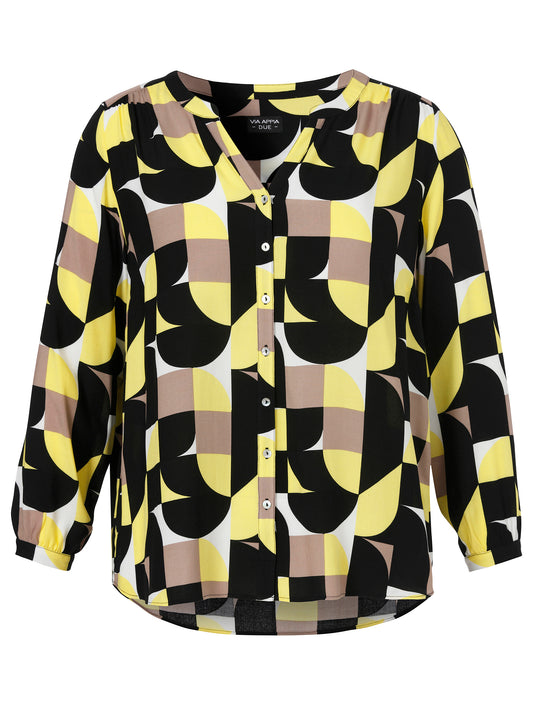 Bluse V-Ausschnitt 1/1 Arm Druck gelb multicolor Bild 1