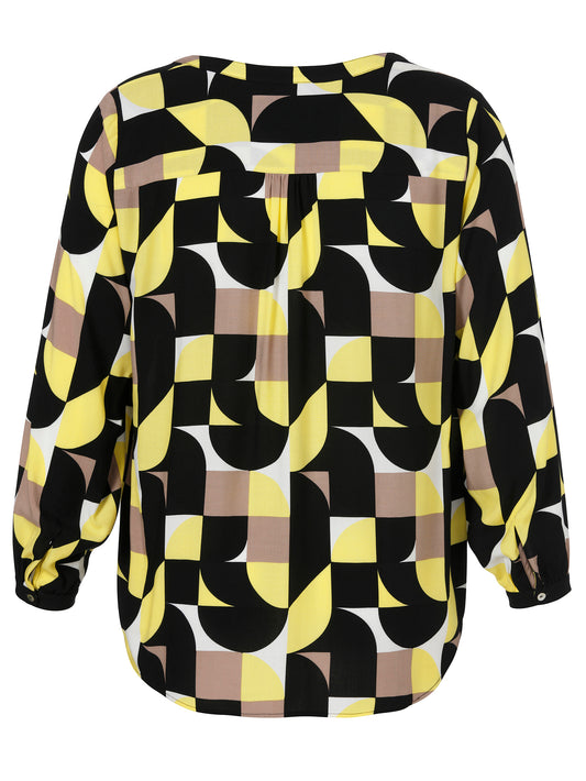 Bluse V-Ausschnitt 1/1 Arm Druck gelb multicolor Bild 2