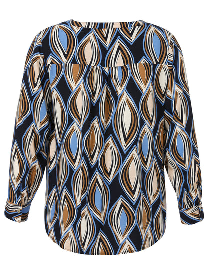 Bluse V-Ausschnitt 1/1 Arm Druck marine multicolor Bild 2