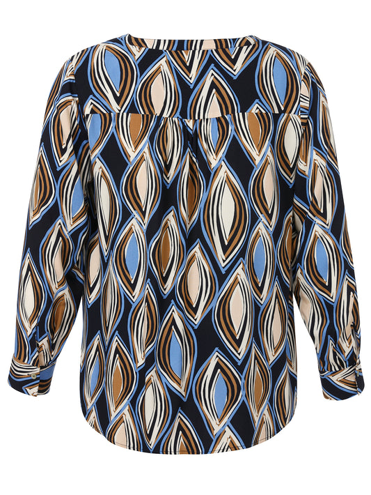 Bluse V-Ausschnitt 1/1 Arm Druck marine multicolor Bild 2