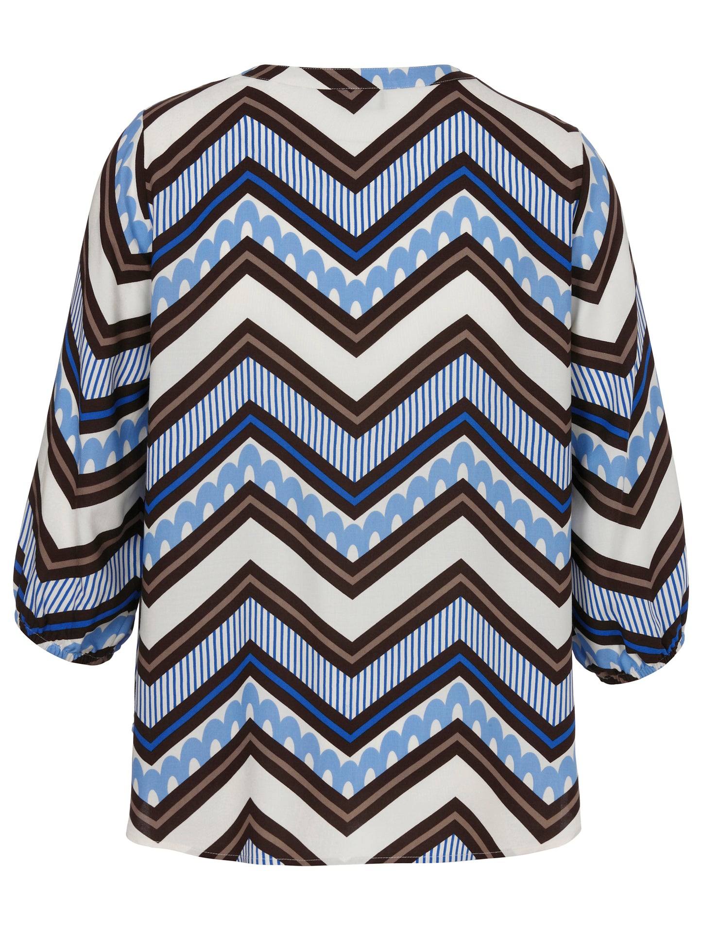 Bluse V-Ausschnitt 3/4 Arm Druck mocca multicolor Bild 2