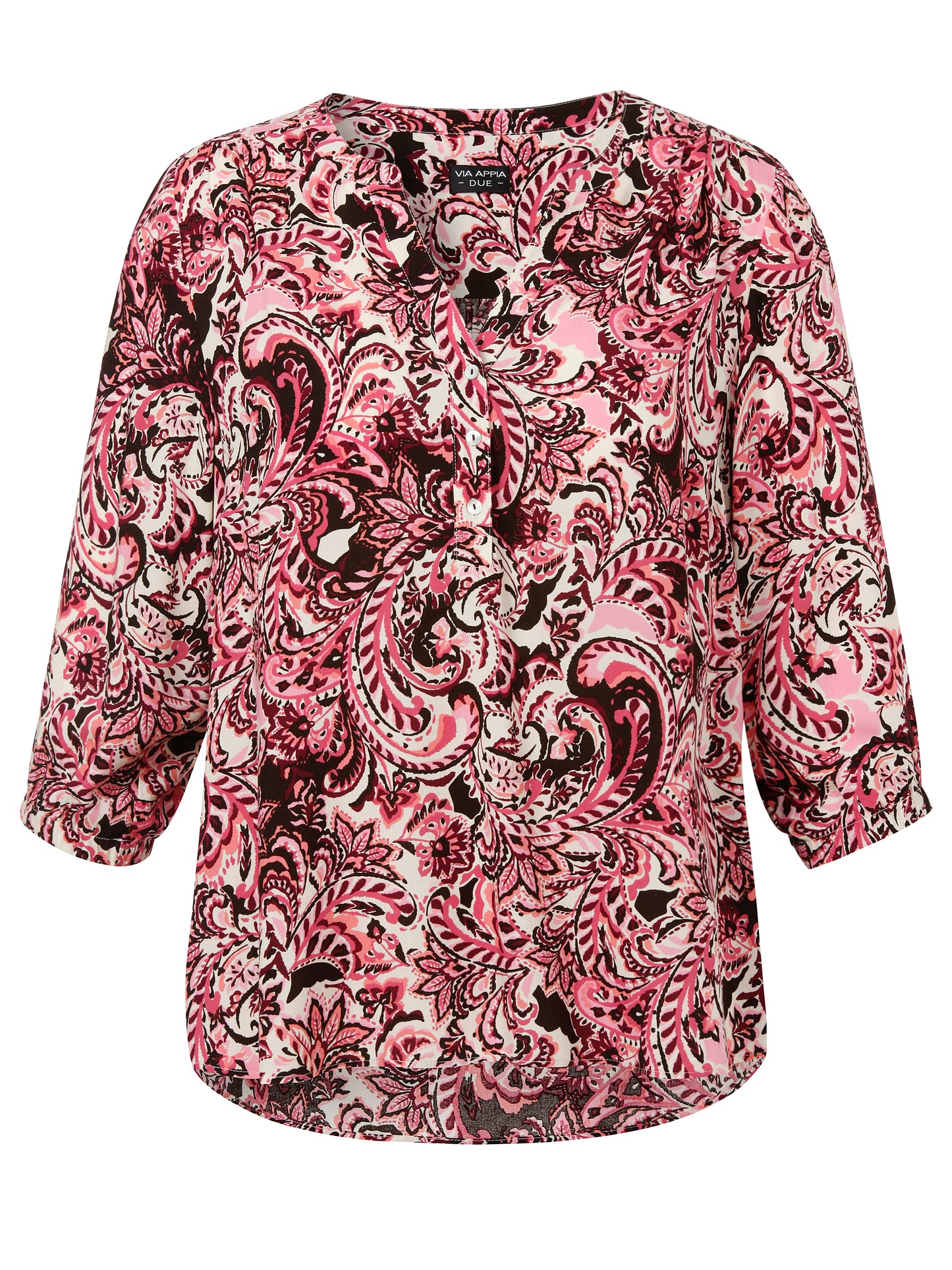 Bluse V-Ausschnitt 3/4 Arm Druck kaffee multicolor Bild 1