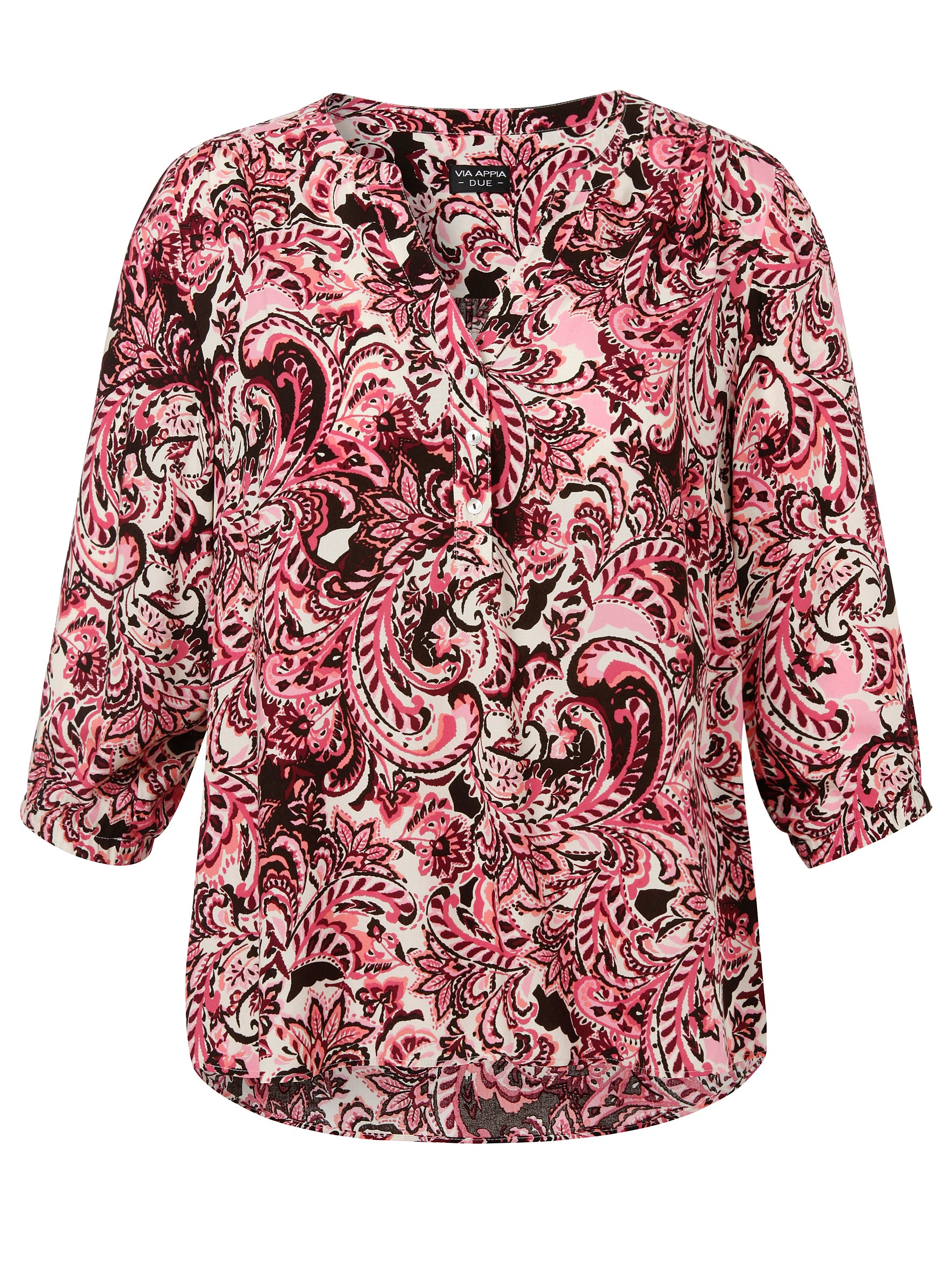 Bluse V-Ausschnitt 3/4 Arm Druck kaffee multicolor Bild 1