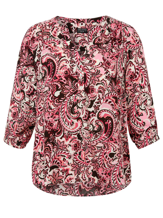 Bluse V-Ausschnitt 3/4 Arm Druck kaffee multicolor Bild 1