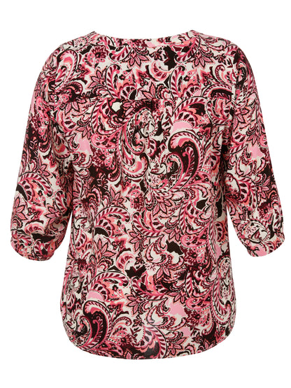 Bluse V-Ausschnitt 3/4 Arm Druck kaffee multicolor Bild 2