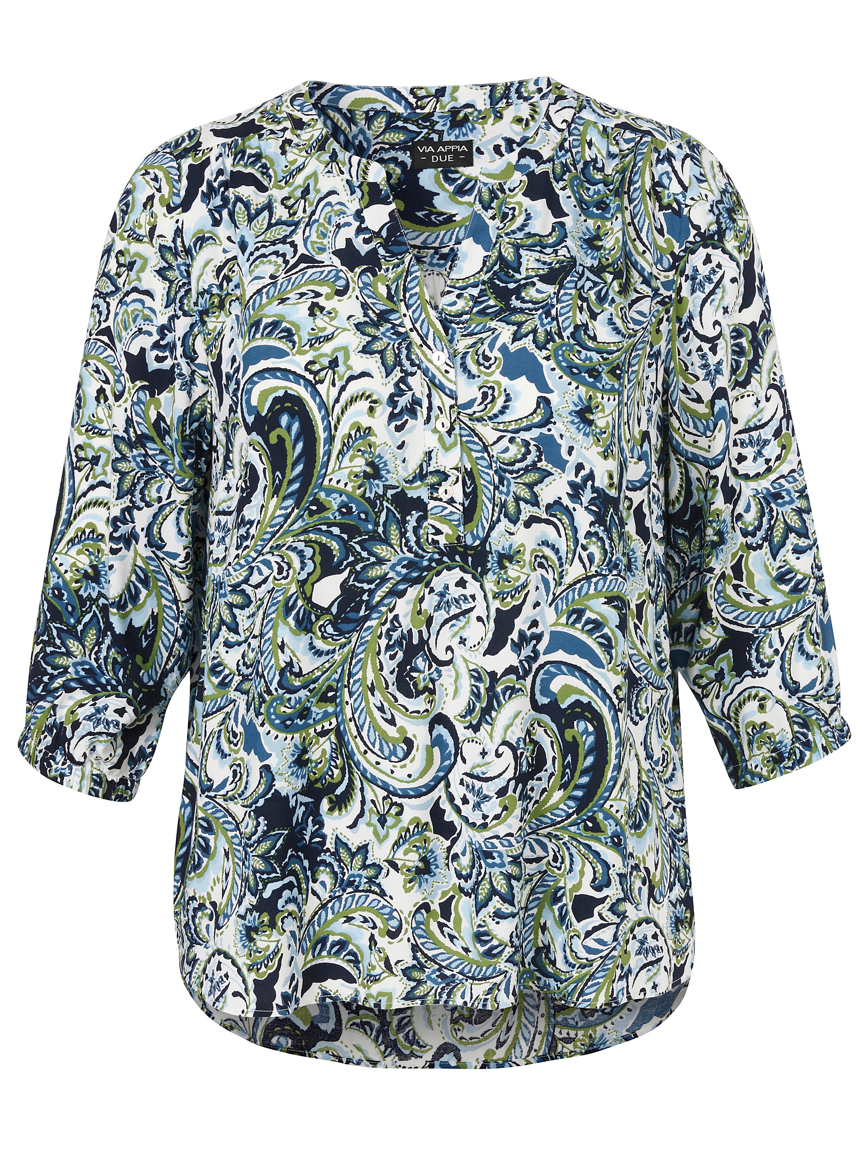 Bluse V-Ausschnitt 3/4 Arm Druck indigo multicolor Bild 1
