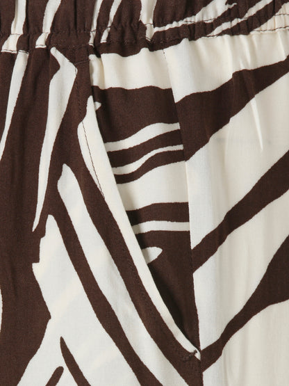 Hose 7/8 gerades Bein  Druck mahagoni / creme Bild 3