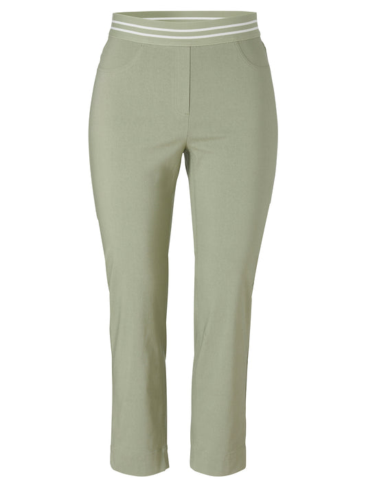 Hose knöchellang schmales Bein salbei / ecru Bild 1