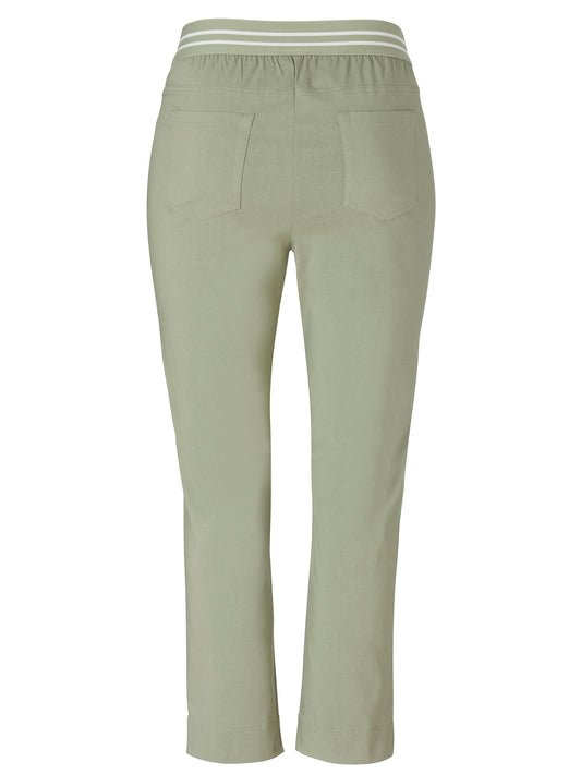 Hose knöchellang schmales Bein salbei / ecru Bild 2