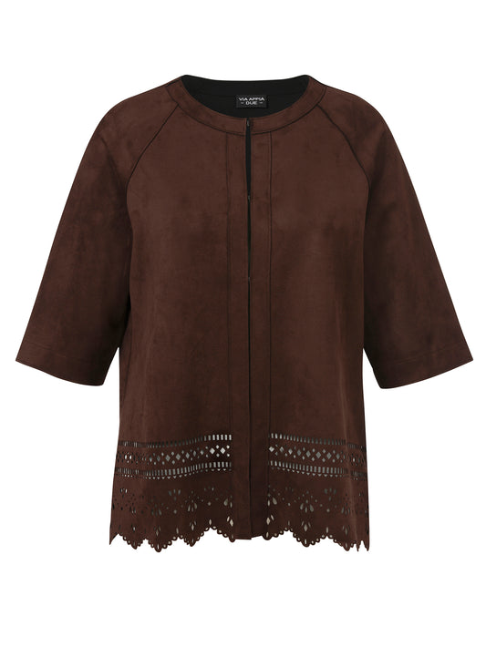 Jacke Rundhals 3/4 Arm mahagoni Bild 1