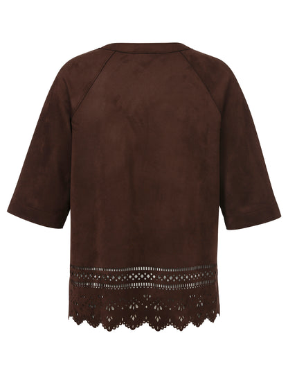 Jacke Rundhals 3/4 Arm mahagoni Bild 2