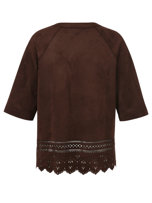 Jacke Rundhals 3/4 Arm mahagoni Bild 2