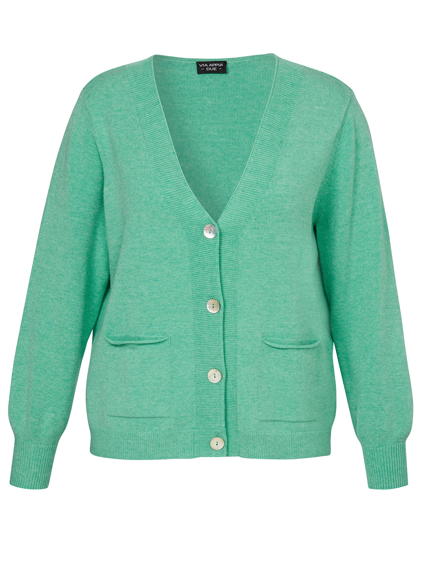 Jacke V-Ausschnitt 1/1 Arm Knöpfe  Taschen grün melange Bild 1