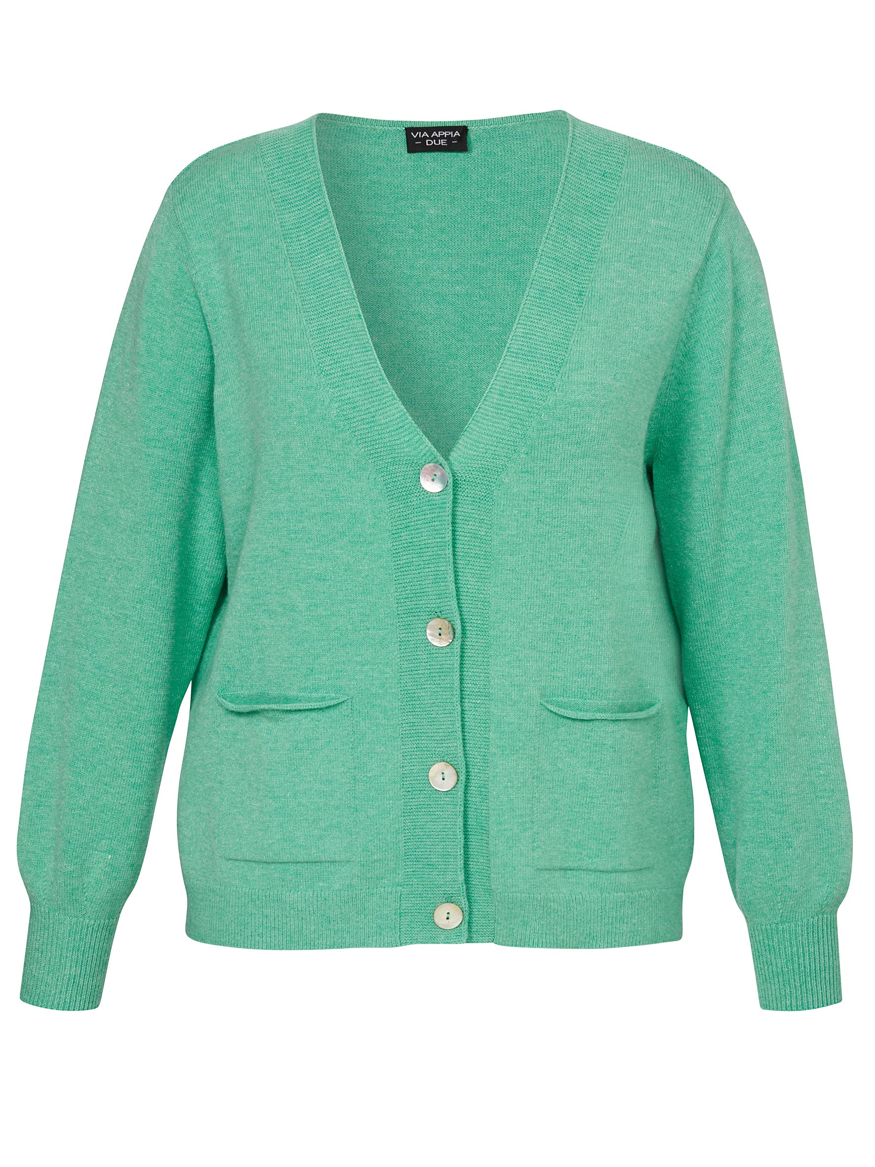 Jacke V-Ausschnitt 1/1 Arm Knöpfe  Taschen grün melange Bild 1