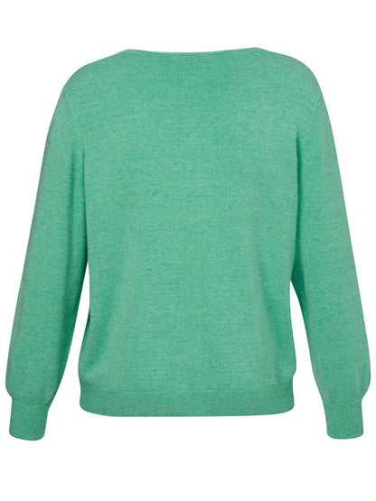 Jacke V-Ausschnitt 1/1 Arm Knöpfe  Taschen grün melange Bild 2