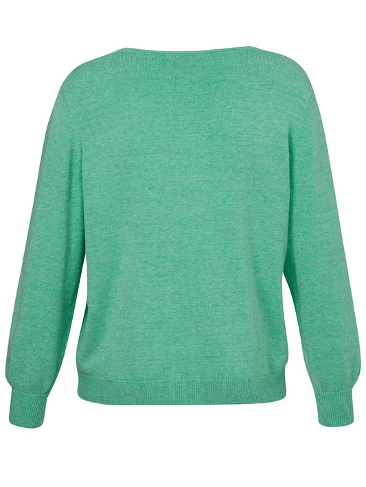 Jacke V-Ausschnitt 1/1 Arm Knöpfe  Taschen grün melange Bild 2