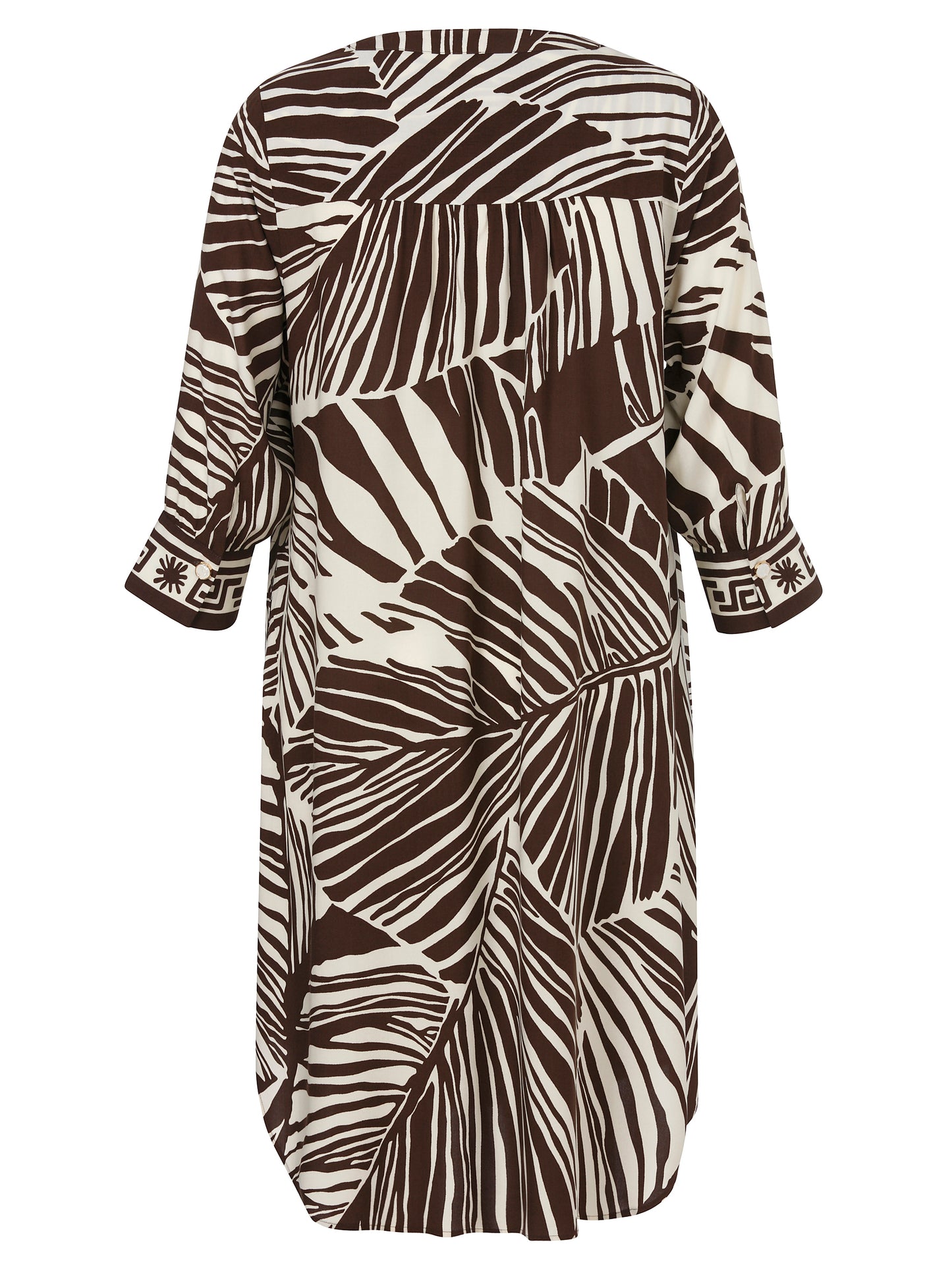 Kleid V-Ausschnitt 3/4 Arm Druck mahagoni / creme Bild 2