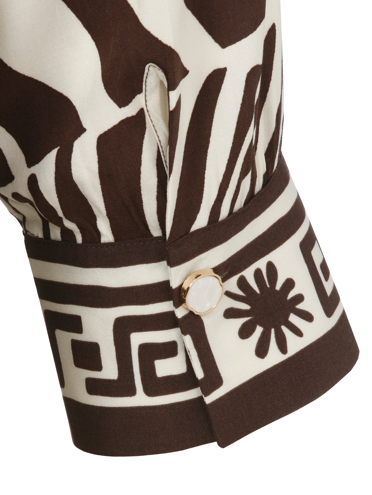 Kleid V-Ausschnitt 3/4 Arm Druck mahagoni / creme Bild 3