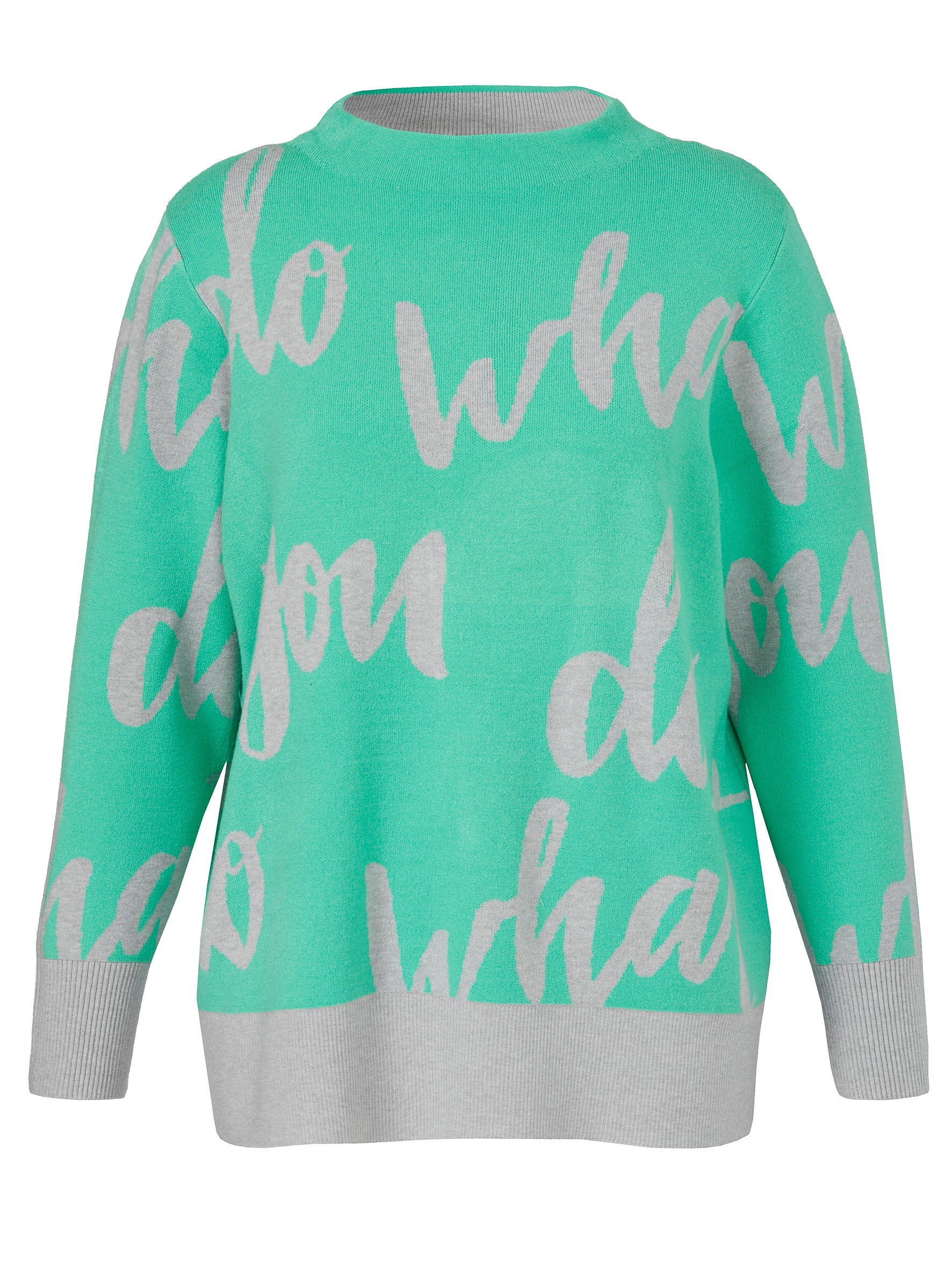 Pullover Kelchkragen 1/1 Arm Jacquard grün/silber melange Bild 1