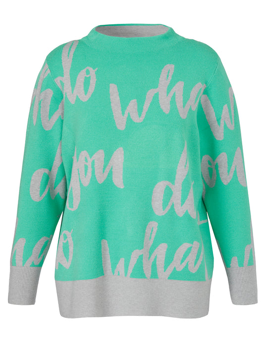 Pullover Kelchkragen 1/1 Arm Jacquard grün/silber melange Bild 1