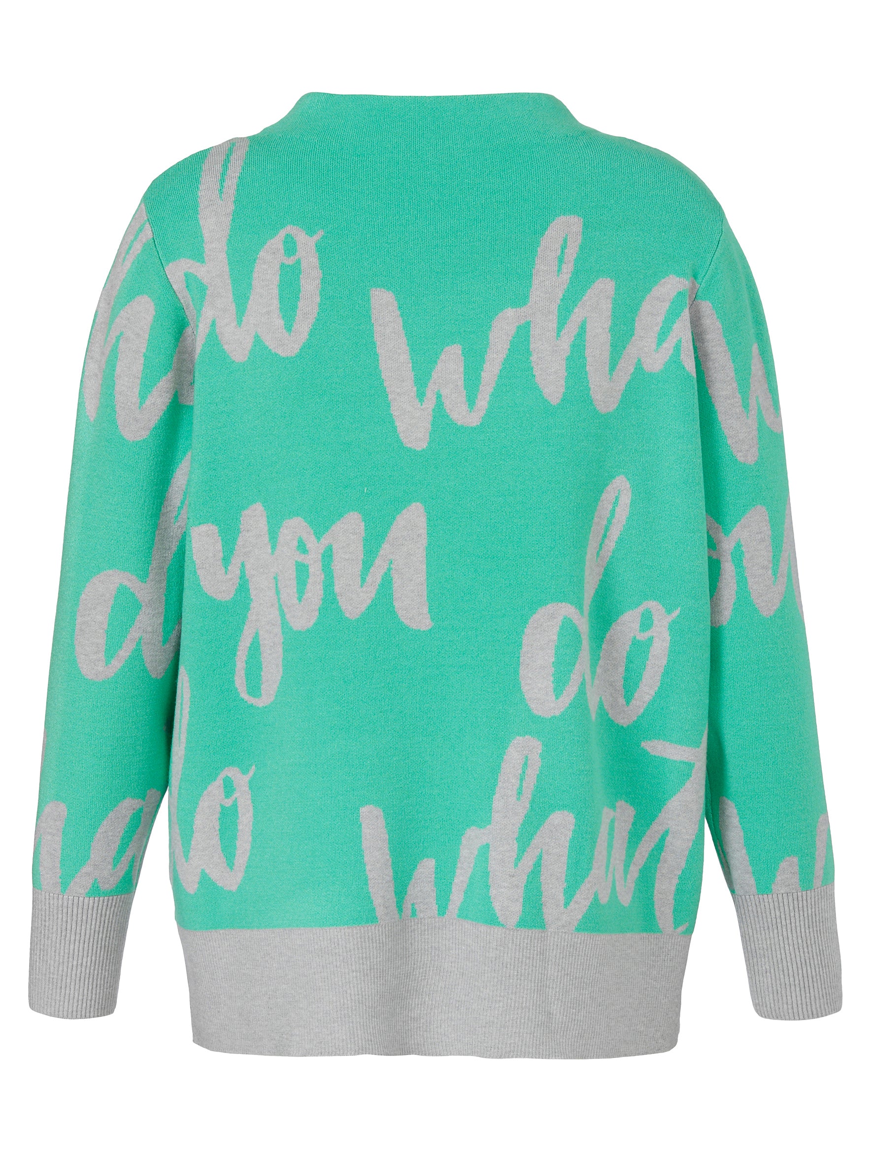 Pullover Kelchkragen 1/1 Arm Jacquard grün/silber melange Bild 2