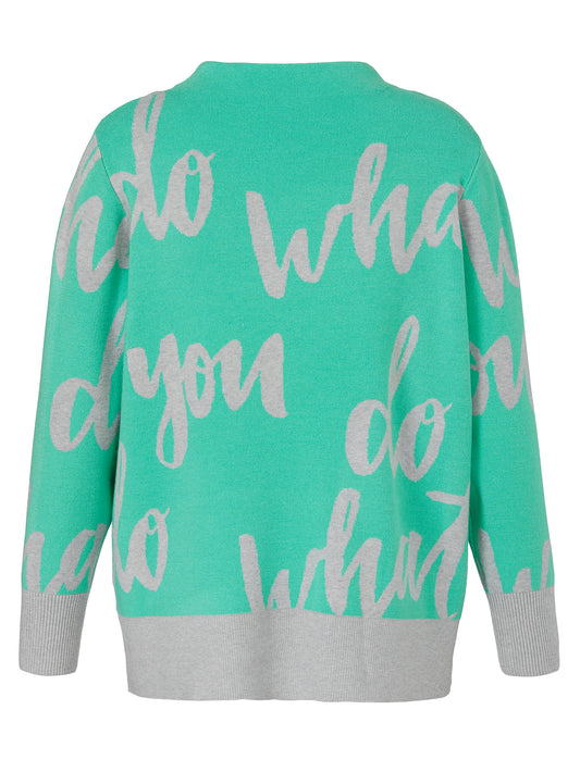 Pullover Kelchkragen 1/1 Arm Jacquard grün/silber melange Bild 2