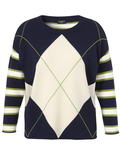 Pullover Rundhals 1/1 Arm  Jacquard indigo multicolor Bild 1