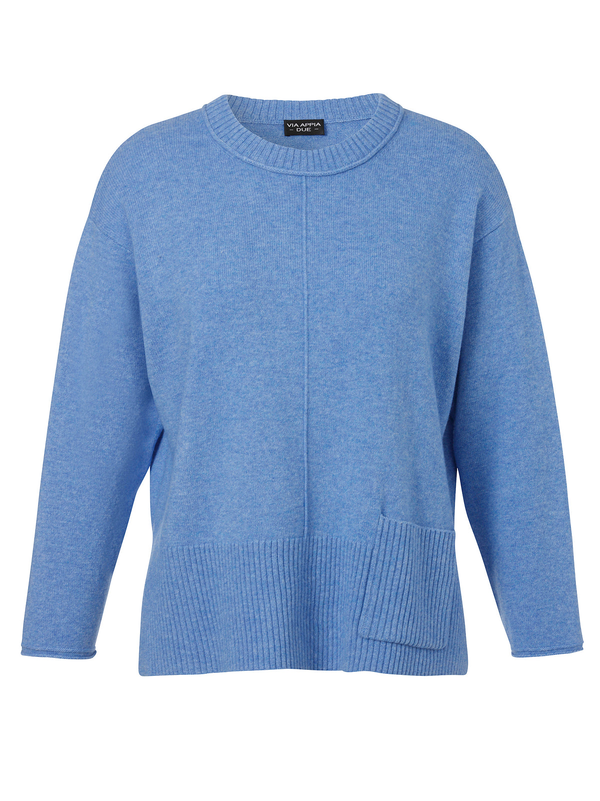Pullover Rundhals 1/1 Arm  Taschen blau melange Bild 1