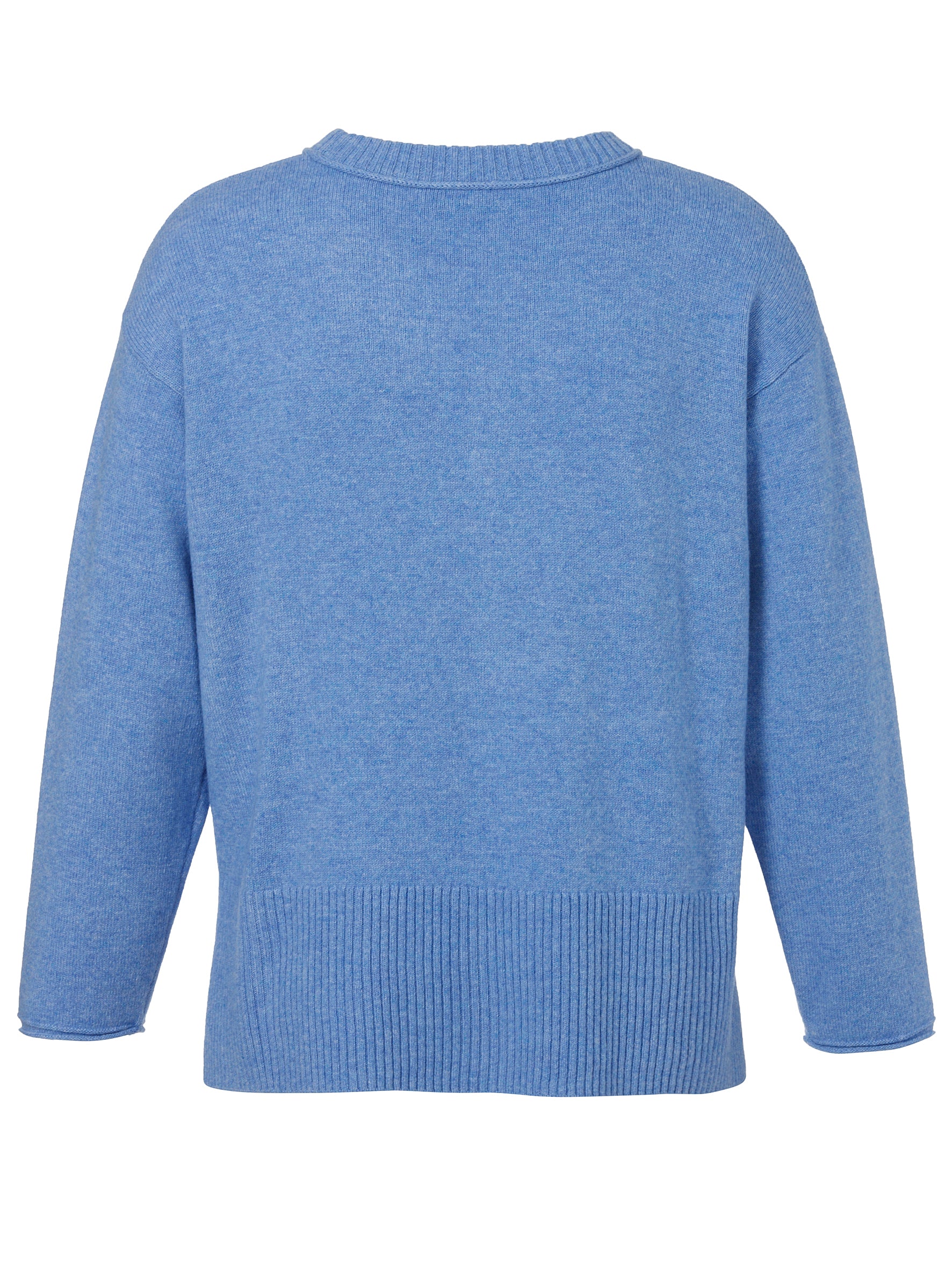 Pullover Rundhals 1/1 Arm  Taschen blau melange Bild 2